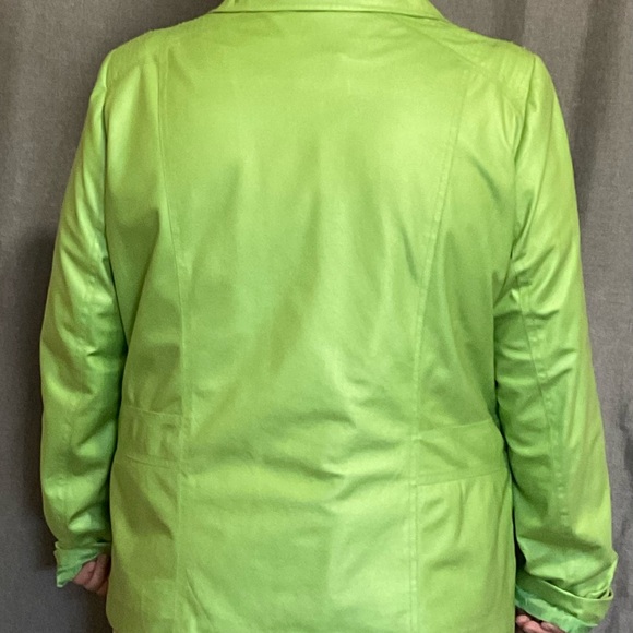 Lime green vegan leather jacket size 18 fully lined - Picture 3 of 3